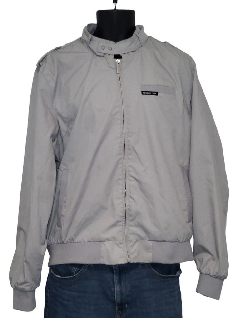 Members Only Vintage Light Gray Classic Iconic Racer Jacket